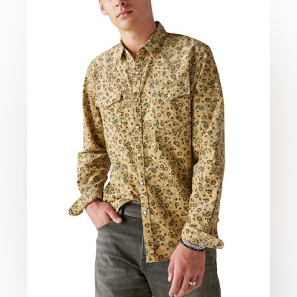 Lucky Brand Floral Corduroy Western Shirt NWT